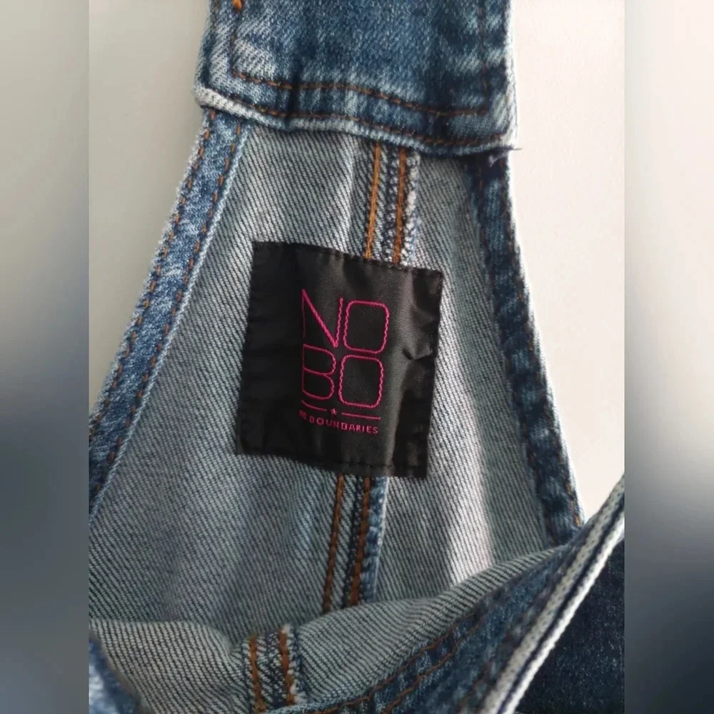 No Boundaries XL Shortalls euc Cuffed Medium wash elastic waistband 15-17